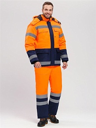 Костюм зимний ДОРОЖНИК УЛЬТРА (тк.Смесовая,210) п/к, оранжевый/т.синий купить в Красноярске по низкой цене