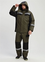 Костюм мужской зимний Вектрон-2 (Фаворит-Мега ) СОП хаки/черный (куртка+полукомбинезон) купить в Красноярске по низкой цене
