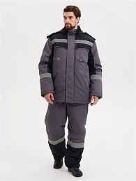 Костюм мужской зимний СИСТЕМА (куртка+полукомбинезон) т.серый/черный/лимон купить в Красноярске по низкой цене