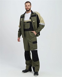 Костюм мужской летний ВЕКТРОН-2 (Формула-2) хаки/черный/бежевый (куртка+ полукомбинезон) купить в Красноярске по низкой цене