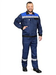 Костюм мужской летний КОРПУС синий/черный/василек (куртка+полукомбинезон) пл.210гр купить в Красноярске по низкой цене