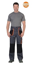 Брюки мужские летние СИРИУС-МАНХЕТТЕН т.серый с оранжевым и черным купить в Красноярске по низкой цене