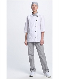 Костюм женский Канди (тк.ТиСи,120), серый/белый (куртка+брюки) купить в Красноярске по низкой цене