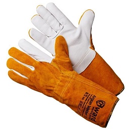 Краги Gward Argon Welder из спилка с ладонью из белой кожи XY300 купить в Красноярске по низкой цене