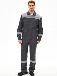 Костюм мужской летний ЛИПЕЦК-2 СОП CH (тк.Смесовая,280) п/к, т.серый/св.серый купить в Красноярске по низкой цене