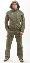 Костюм мужской летний ДЖЕТ (куртка, брюки) (100% Хлопок ПичСОФТ Олива) купить в Красноярске по низкой цене