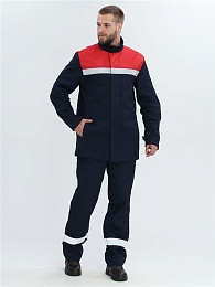 Костюм сварщика ВЕЛД-СОП 1-й класс защиты (тк.Хлопок-ОП,350) брюки, т.синий/красный купить в Красноярске по низкой цене